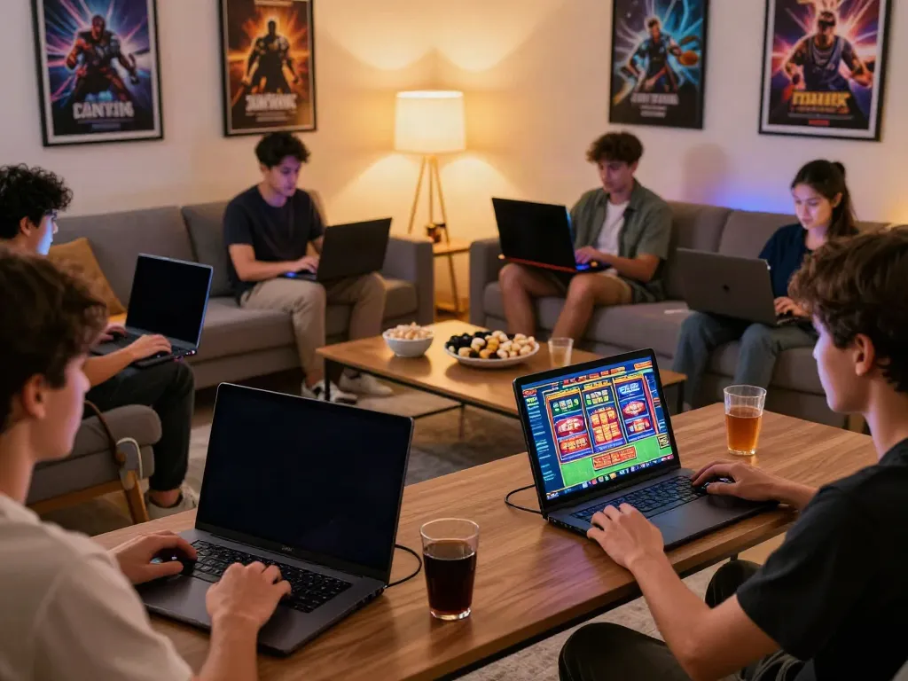 Exciting moment of players enjoying da88 online gaming experience in a cozy living room.