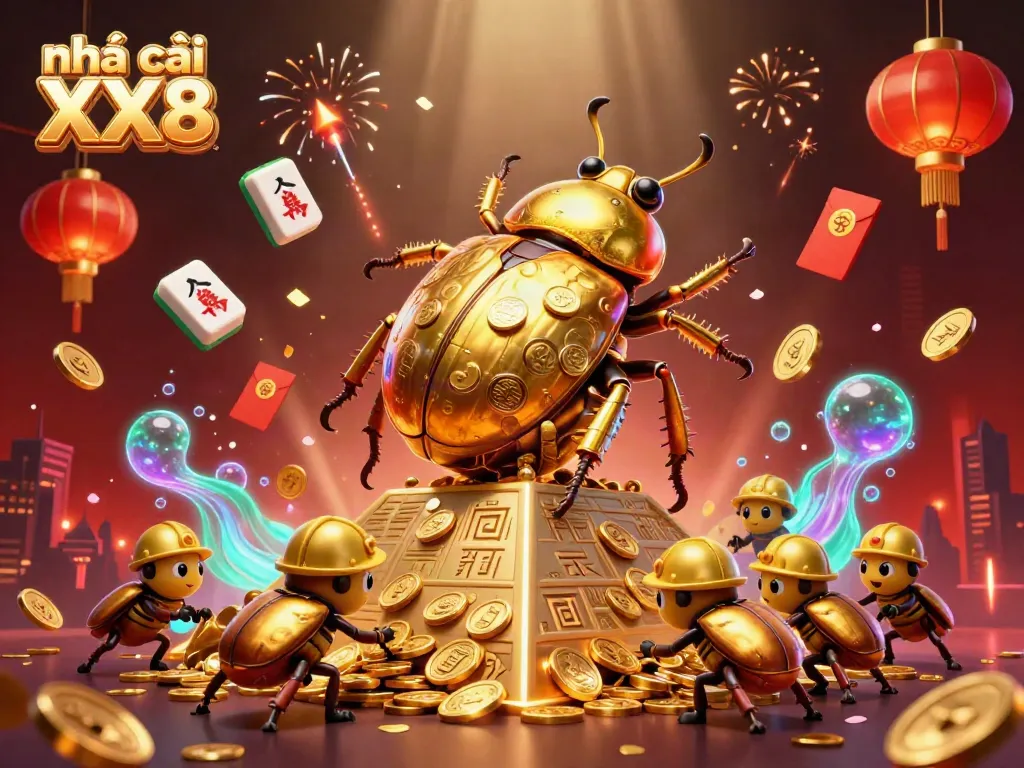 Experience the thrill of Nhà cái XX8 with engaging casino symbols and dynamic scenes.