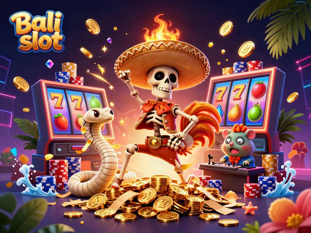 Bali slot game illustration featuring vibrant characters and gaming elements for an exciting visual experience.