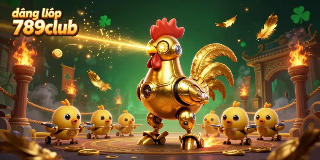 Experience seamless đăng nhập 789club with vibrant casino elements and dynamic golden illustrations.