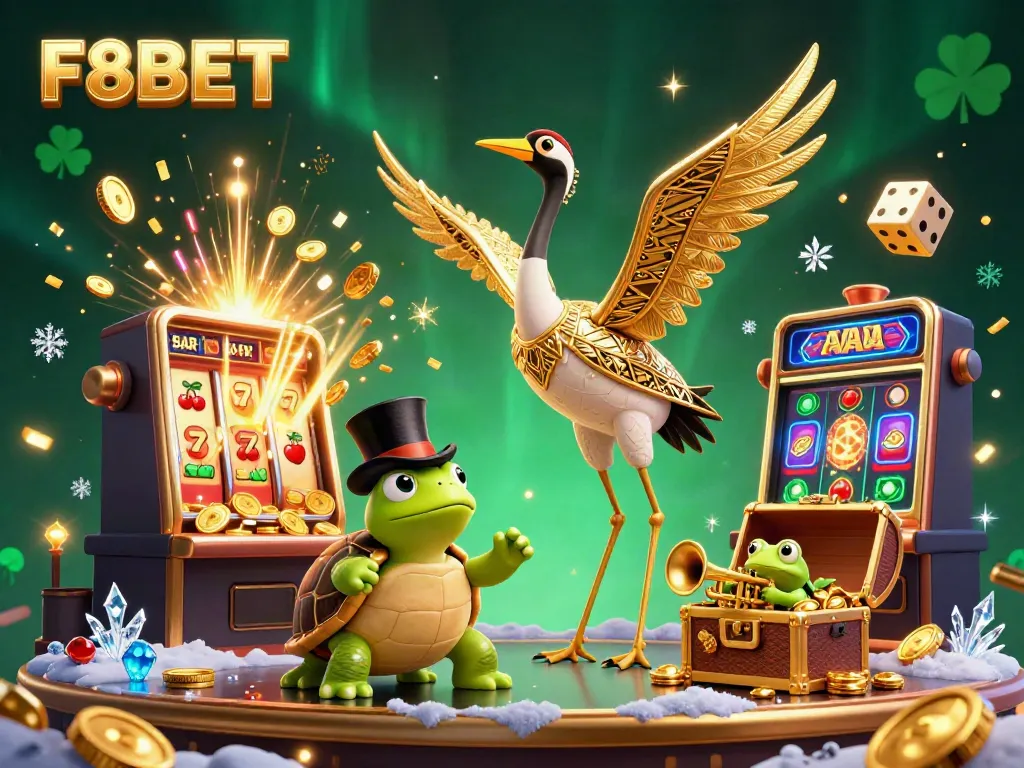 Experience thrilling gameplay with F8BET at a lively casino scene featuring vibrant characters and game elements.
