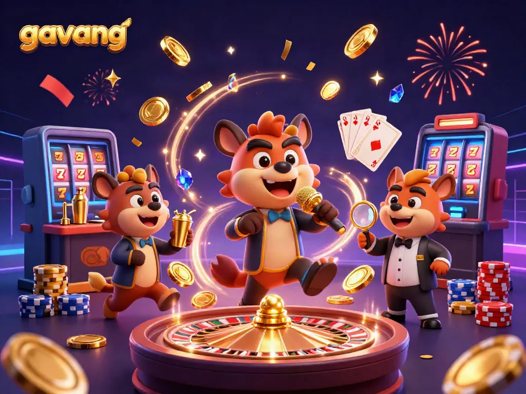 Experience the thrills of gavang with dynamic hyena characters in a lively casino setting.