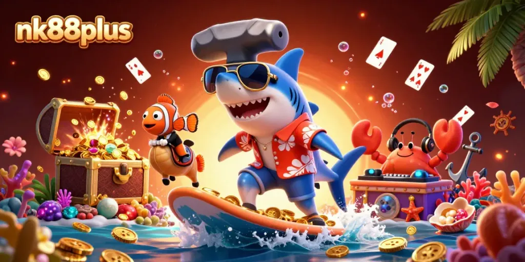 Engage in thrilling wins at nk88plus, featuring a vibrant underwater casino adventure.