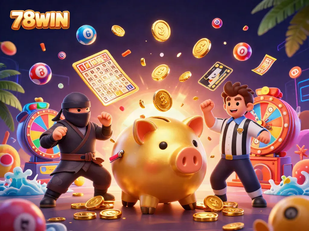 Engage in thrilling gameplay at 78WIN, featuring exciting characters and vibrant gambling elements.