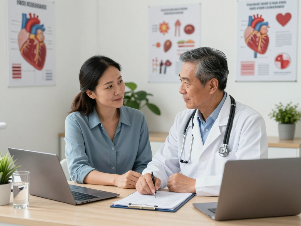 Consultation with the best cardiologist in UAE, showing empathetic care and expertise in a professional clinic.