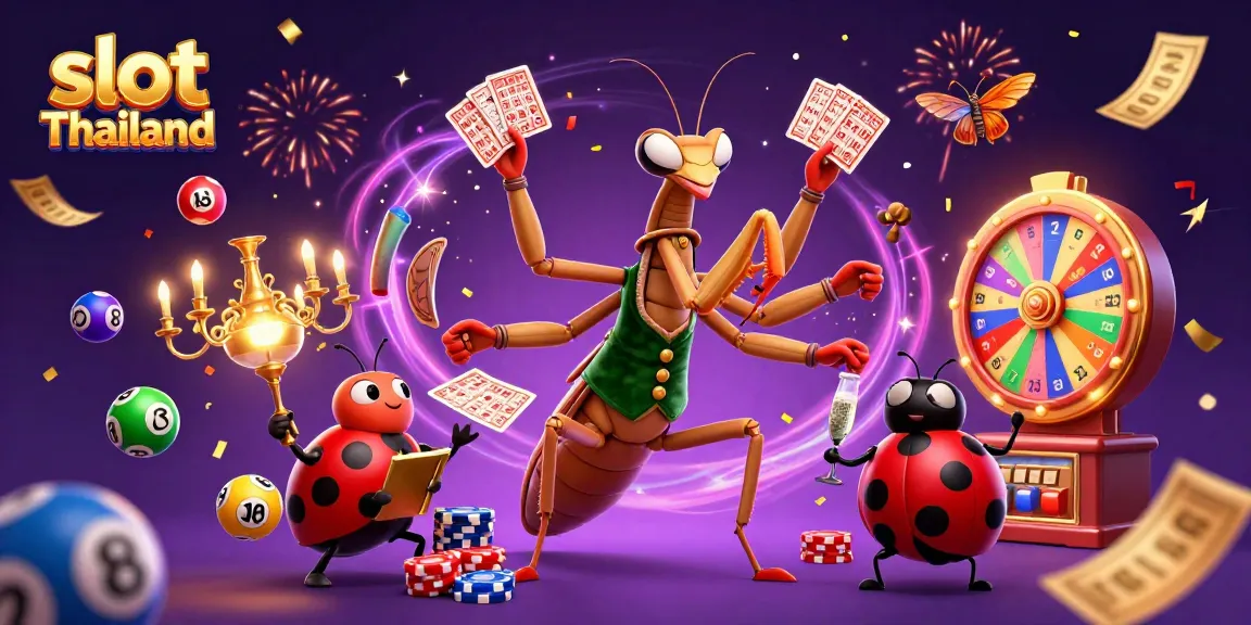 Permainan slot Thailand dengan karakter menarik serta bola lotere berwarna-warni yang dinamis.