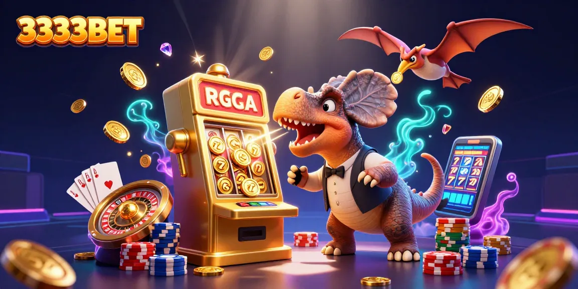 Experience the thrilling 3333BET casino action with a pachycephalosaurus winning big at the slot machine!