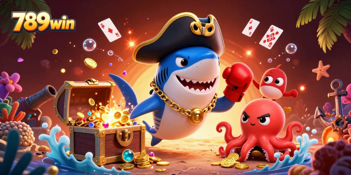 Engage in thrilling wins at 789win, with joyful characters and vivid casino elements illustrating exciting gameplay.