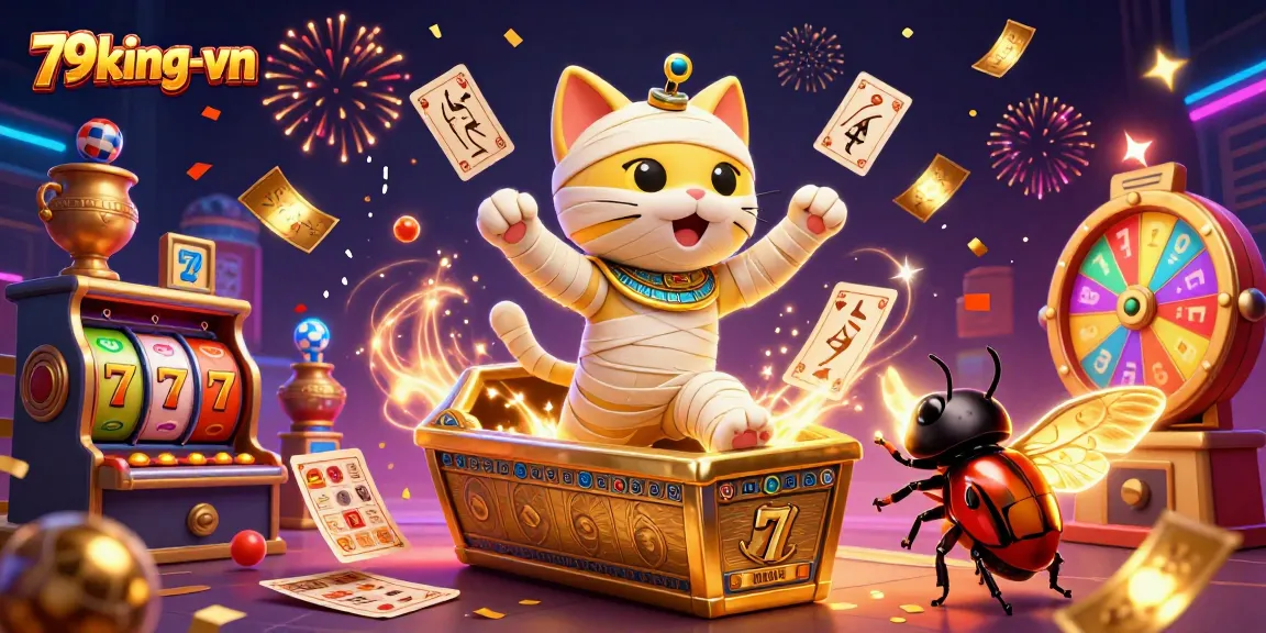 Engage in exciting gaming adventures at 79king-vn with vibrant characters and colorful casino elements.