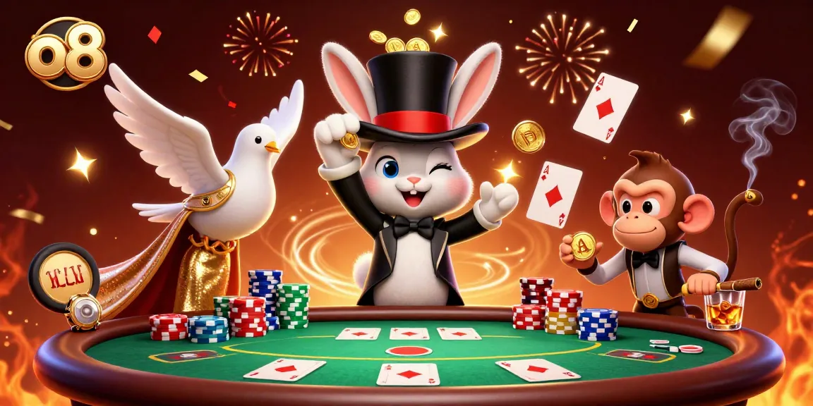 Engage with the world of o8 gaming, showcasing thrilling poker action with vibrant characters and rich casino elements.