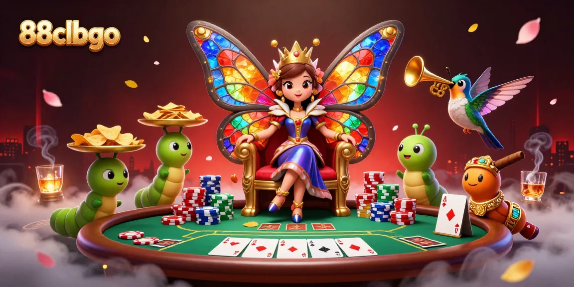 Engage in high-stakes poker at 88clbgo with a vibrant, animated casino scene featuring character elements and poker action.