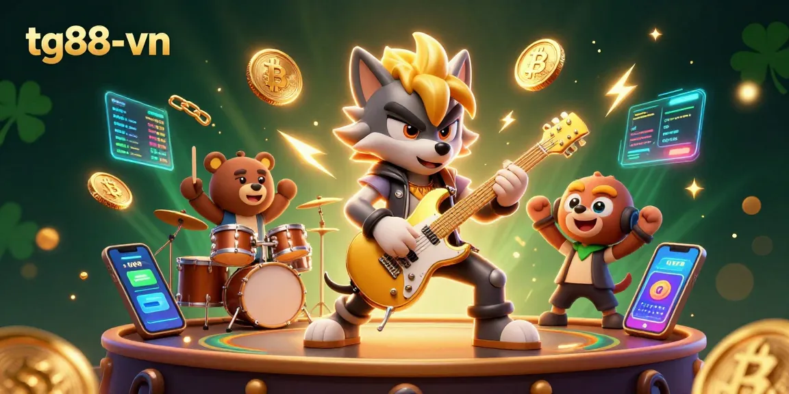 Join the thrilling action at tg88-vn where a rock star wolf and a drummer bear bring the casino stage to life!
