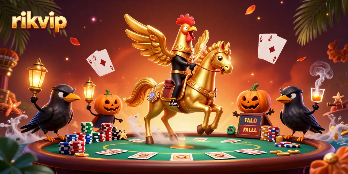 Witness the thrilling action at rikvip with a spectacular casino scene filled with poker elements and vibrant characters.