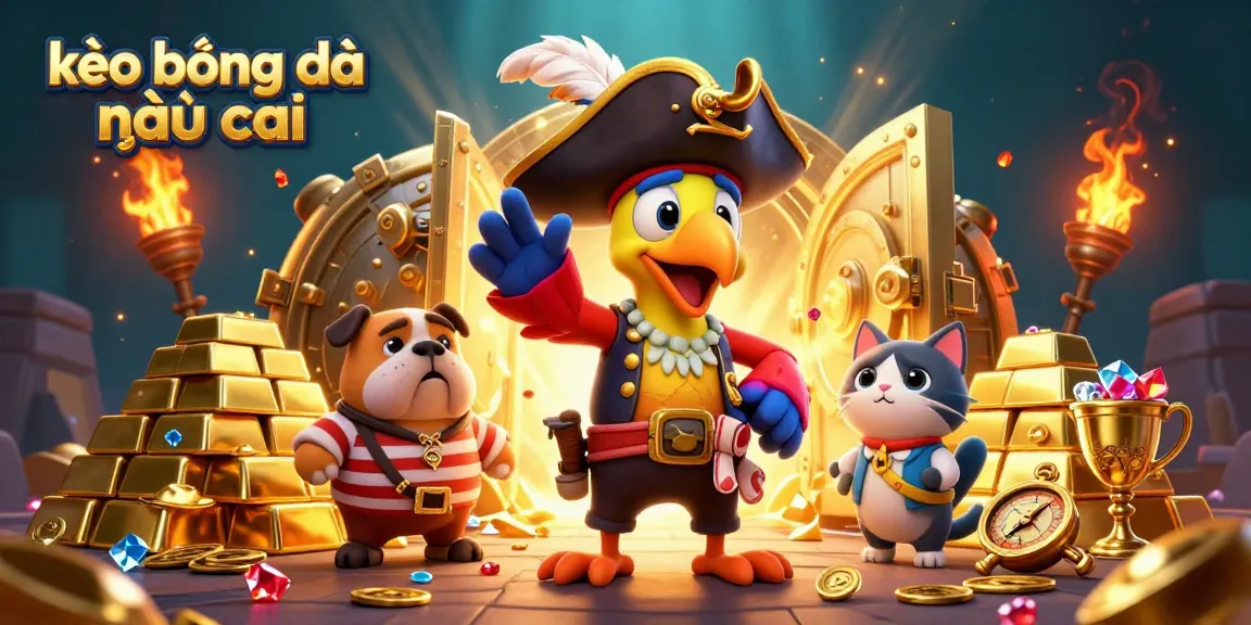 Engage with kèo bóng đá nhà cái as pirate characters explore treasures in a dynamic casino scene full of excitement.