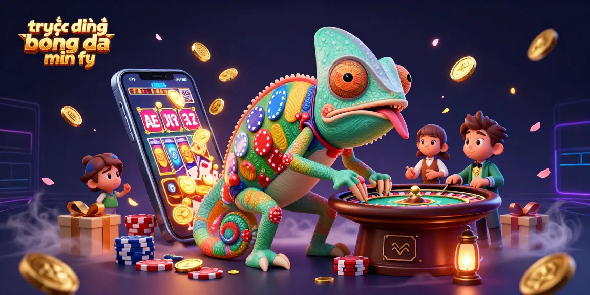 Experience trực tiếp bóng đá miễn phí with thrilling casino energy in a vibrant 3D illustration.