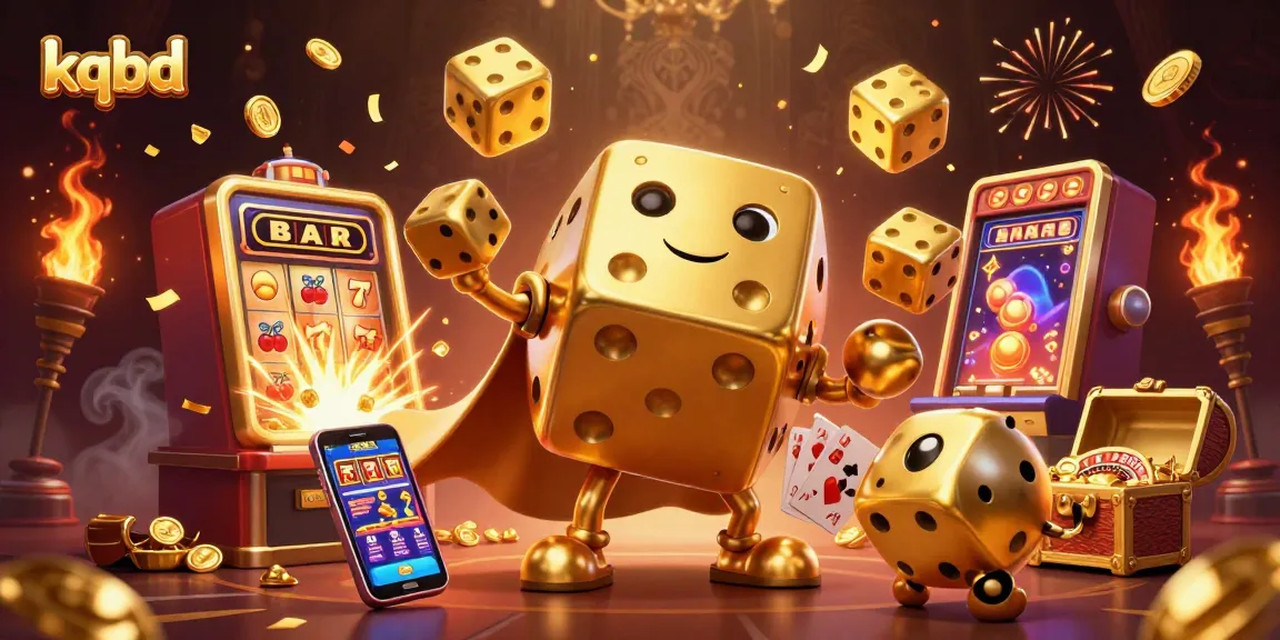 Experience kqbd's thrilling gameplay with dynamic golden dice and casino symbols in vibrant 3D.