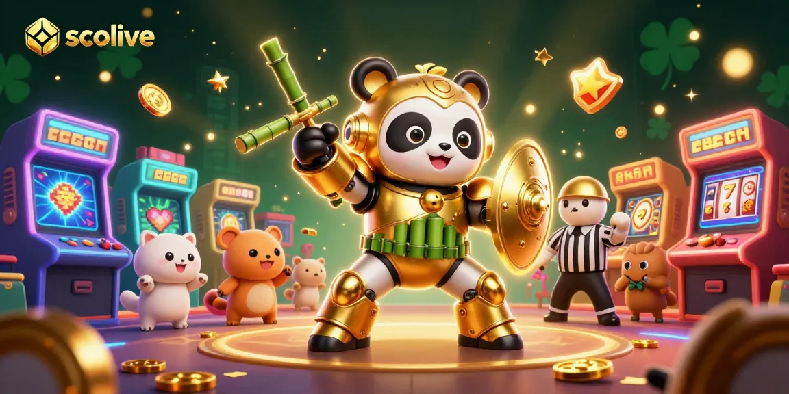 Watch the thrilling socolive action of the golden panda battling for the jackpot in this vibrant casino scene.