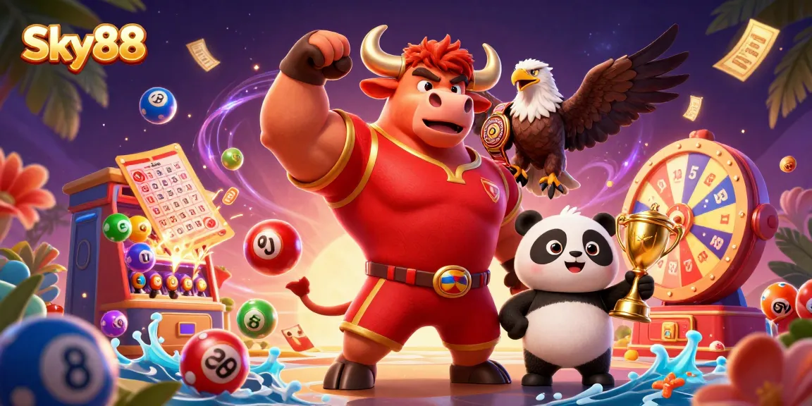 Sky88 brings thrilling moments with a vibrant 3D scene celebrating lottery excitement!
