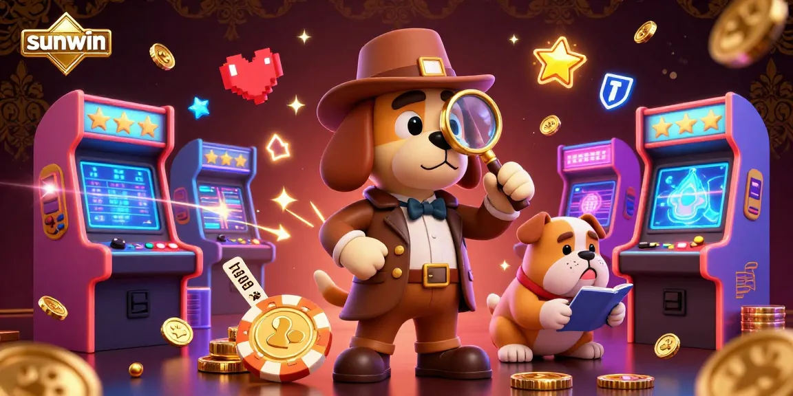 Engage with sunwin's dynamic gambling world as a detective uncovers hidden treasures in a vibrant scene.