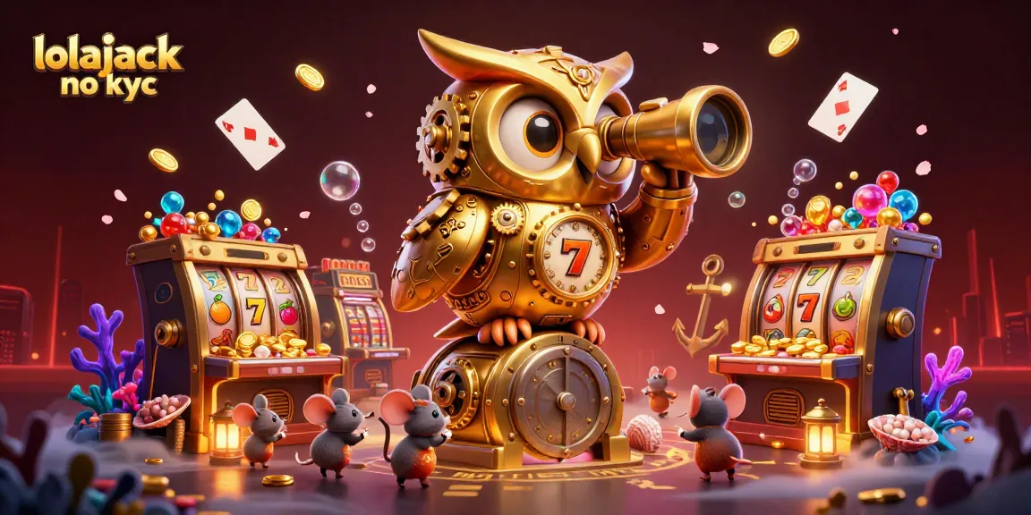 Spin the reels at Lolajack no KYC, featuring an enchanting casino with gold coins and vibrant games.