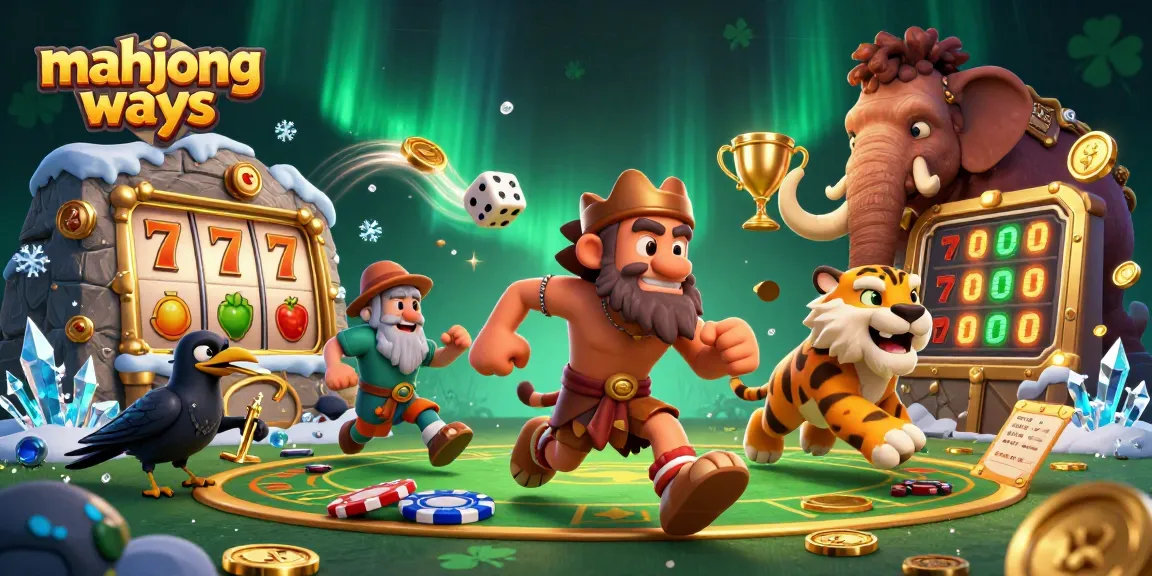 Experience Mahjong Ways excitement with this vibrant illustration of a prehistoric casino.