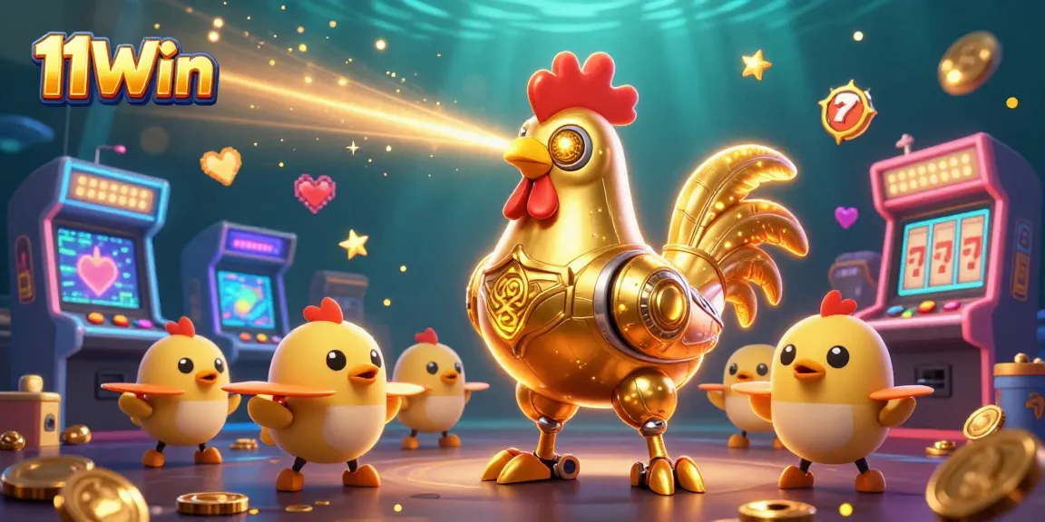 Experience thrilling gameplay with 11Win's animated casino illustration showcasing vibrant characters and game elements.