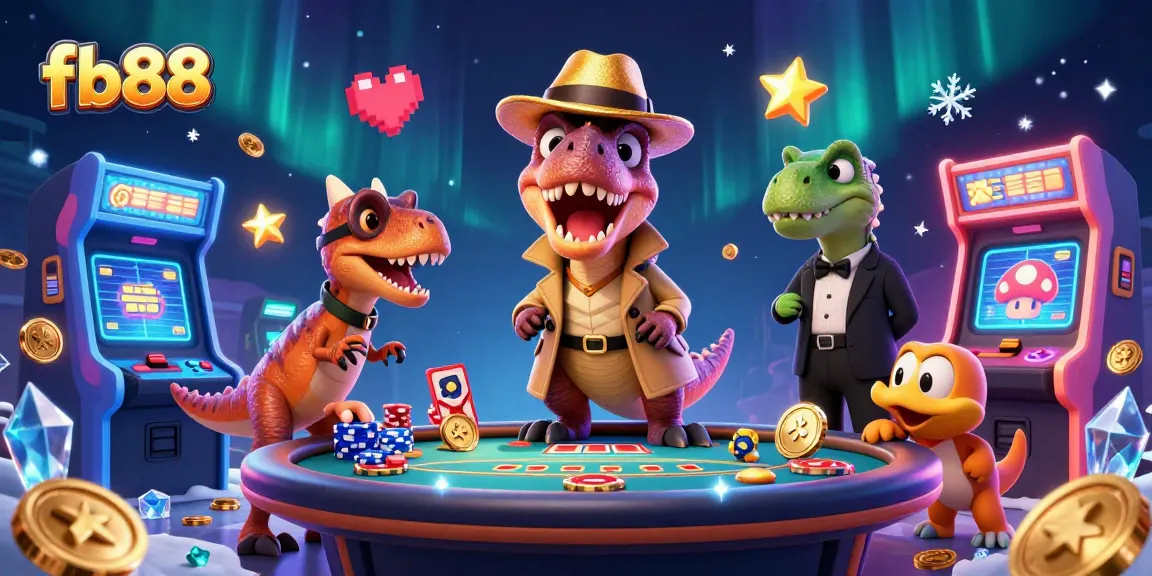 Engage in thrilling casino action with fb88 featuring a velociraptor card counter and stegosaurus pit boss.
