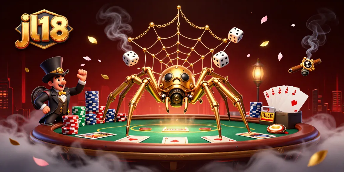Engage with the thrilling jl18 casino experience featuring golden spider and poker elements.