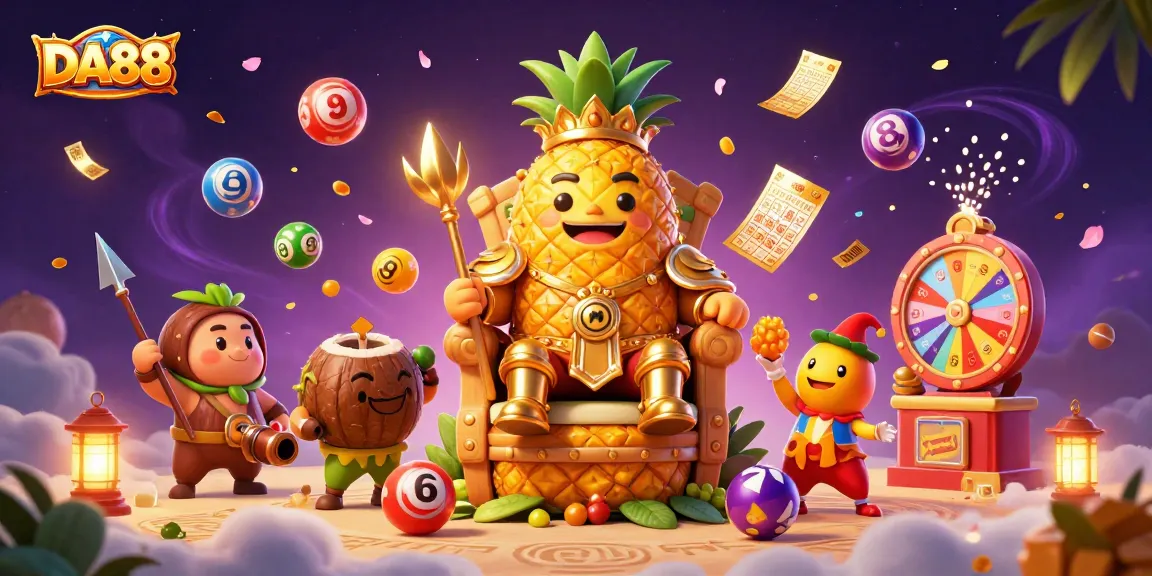 Experience excitement with DA88 in a vibrant, lively casino scene filled with colorful lottery elements.