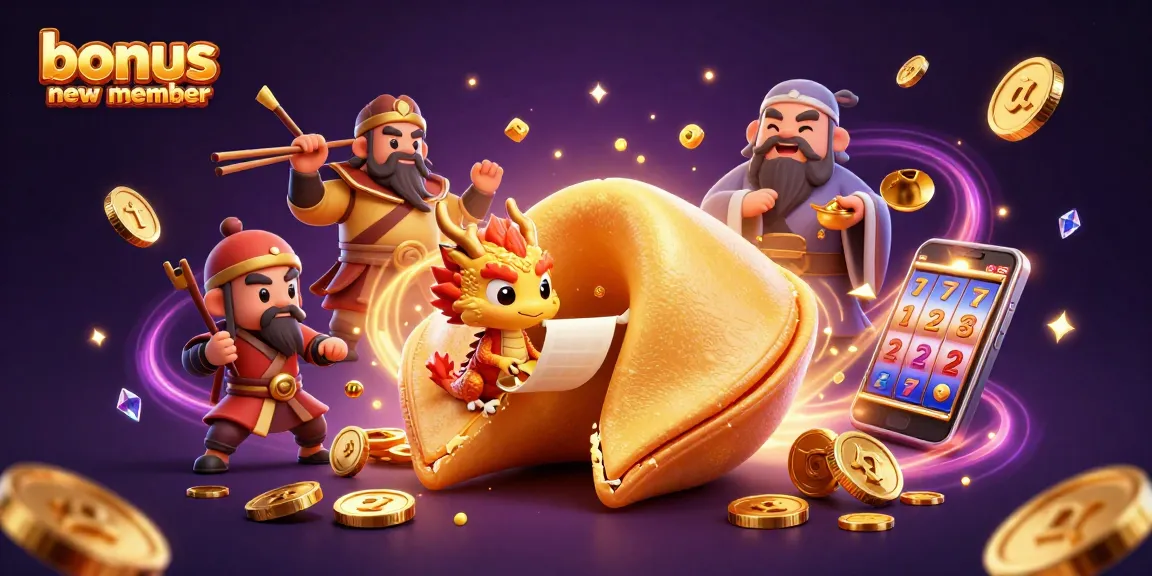 Engage with the exciting bonus new member offer showcasing a dynamic casino scene filled with gold and vivid gaming elements.